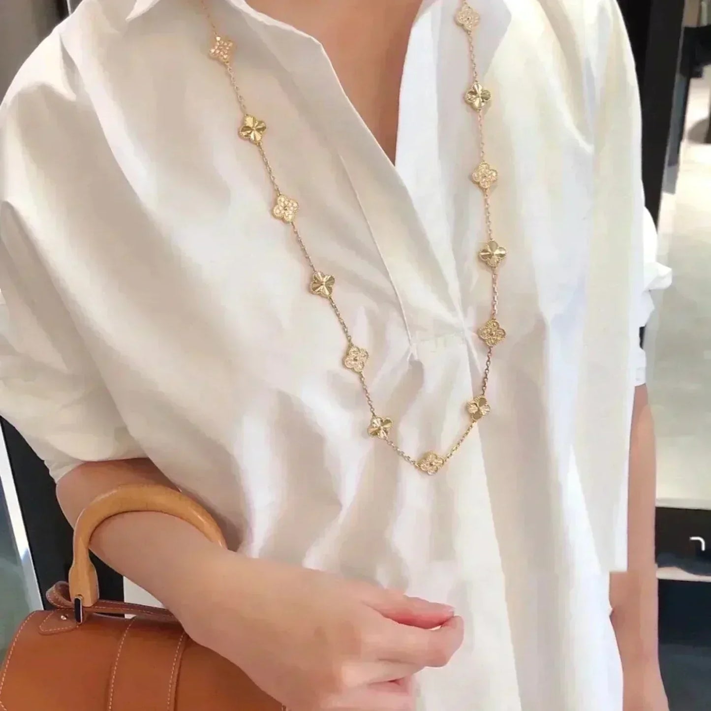 [Auream]CLOVER 20 MOTIFS LASER DIAMOND NECKLACE