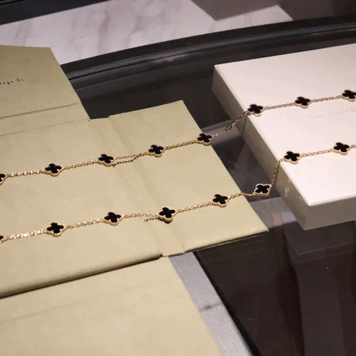 [Auream]CLOVER 20 MOTIFS ONYX NECKLACE