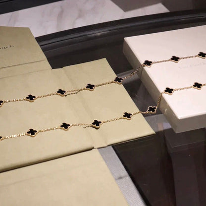 [Auream]CLOVER 20 MOTIFS ONYX NECKLACE