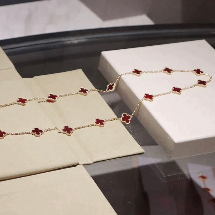 [Auream]CLOVER 20 MOTIFS CARNELIAN NECKLACE