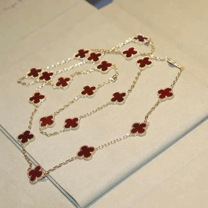 [Auream]CLOVER 20 MOTIFS CARNELIAN NECKLACE