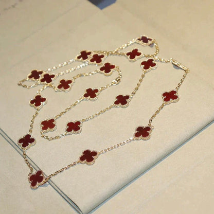 [Auream]CLOVER 20 MOTIFS CARNELIAN NECKLACE