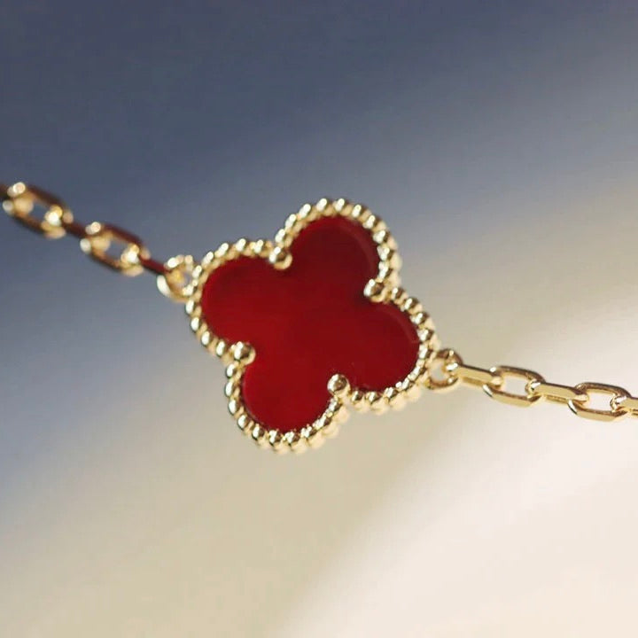 [Auream]CLOVER 20 MOTIFS CARNELIAN NECKLACE