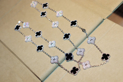 [Auream]CLOVER 20 MOTIFS ONYX DIAMOND SILVER