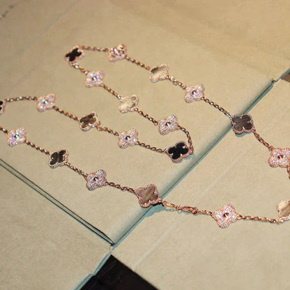 [Auream]CLOVER 20 MOTIFS DARK MOP DIAMOND  NECKLACE