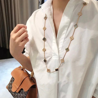[Auream]CLOVER 20 MOTIFS DARK MOP DIAMOND  NECKLACE