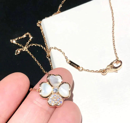 [Auream]CLOVER MOP DIAMOND ROSE GOLD NECKLACE
