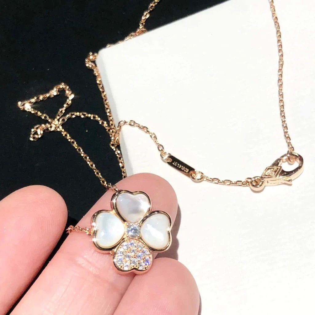 [Auream]CLOVER MOP DIAMOND ROSE GOLD NECKLACE