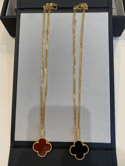 [Auream]CLOVER 25MM NECKLACE GOLD CARNELIAN