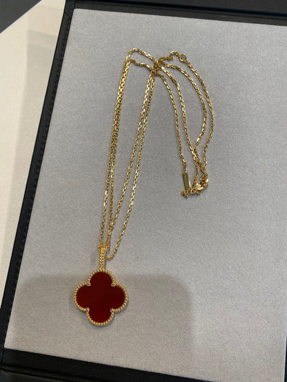 [Auream]CLOVER 25MM NECKLACE GOLD CARNELIAN