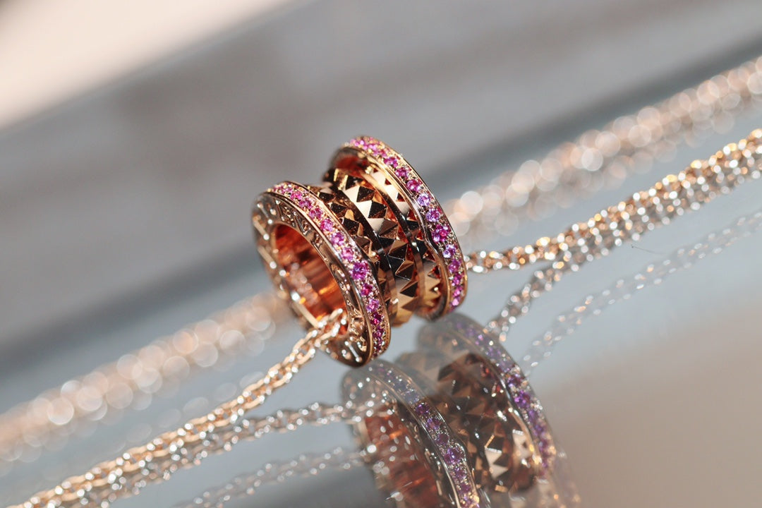 [Auream]ZERO 1 ROCK PINK GOLD PINK DIAMOND NECKLACE