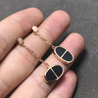 [Auream]CHAINE VERSO BLACK CERAMIC SILVER EARRINGS