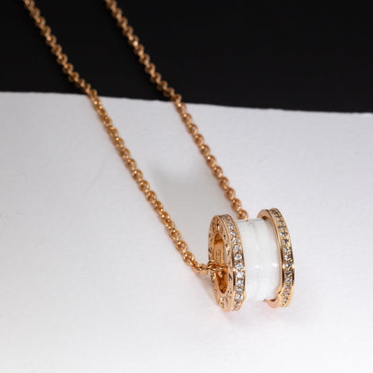 [Auream]ZERO 1 WHITE CERAMIC PINK GOLD DIAMOND NECKLACE