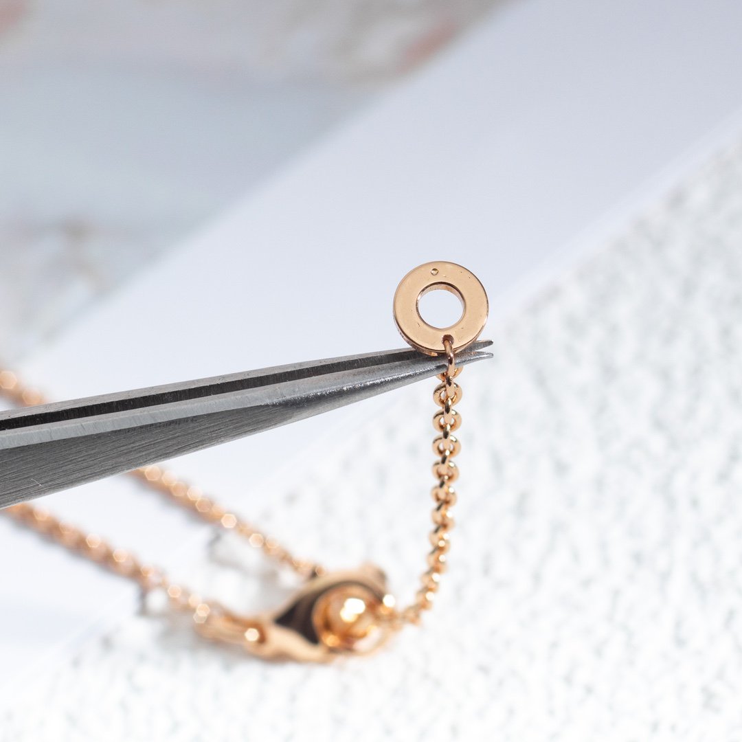 [Auream]ZERO 1 WHITE CERAMIC PINK GOLD DIAMOND NECKLACE