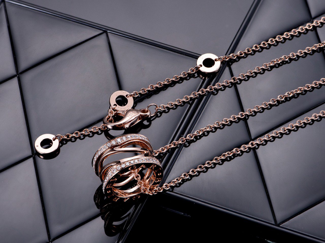 [Auream]ZERO 1 PINK GOLD DIAMOND OPEN NECKLACE