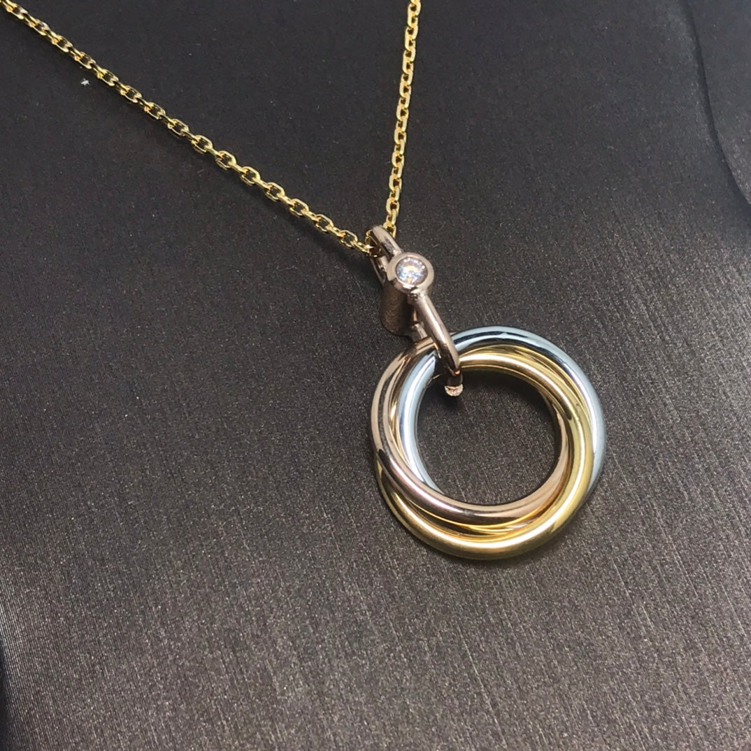 [Auream]TRINITY SILVER GOLD PINK GOLD NECKLACE
