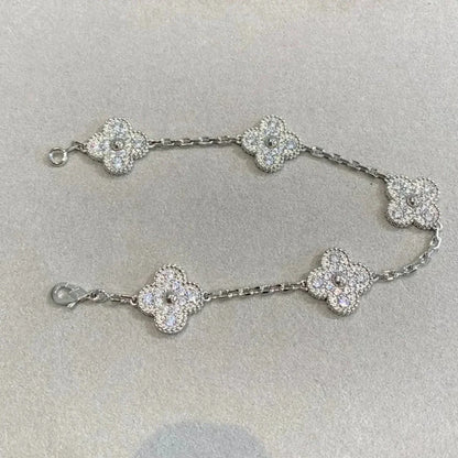 [Auream] CLOVER 5 MOTIF FULL DIAMOND BRACELET COLLECTION