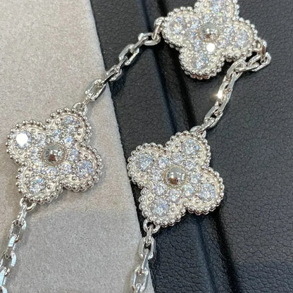 [Auream] CLOVER 5 MOTIF FULL DIAMOND BRACELET COLLECTION