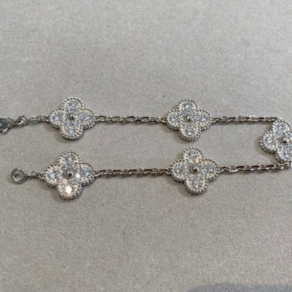 [Auream] CLOVER 5 MOTIF FULL DIAMOND BRACELET COLLECTION