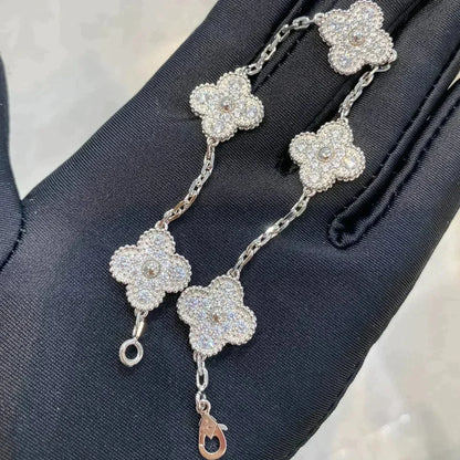[Auream] CLOVER 5 MOTIF FULL DIAMOND BRACELET COLLECTION