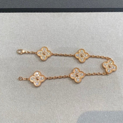 [Auream] CLOVER 5 MOTIF FULL DIAMOND BRACELET COLLECTION