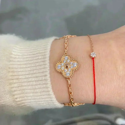 [Auream] CLOVER 5 MOTIF FULL DIAMOND BRACELET COLLECTION