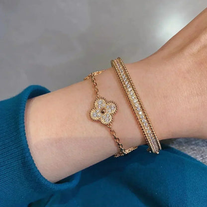 [Auream] CLOVER 5 MOTIF FULL DIAMOND BRACELET COLLECTION