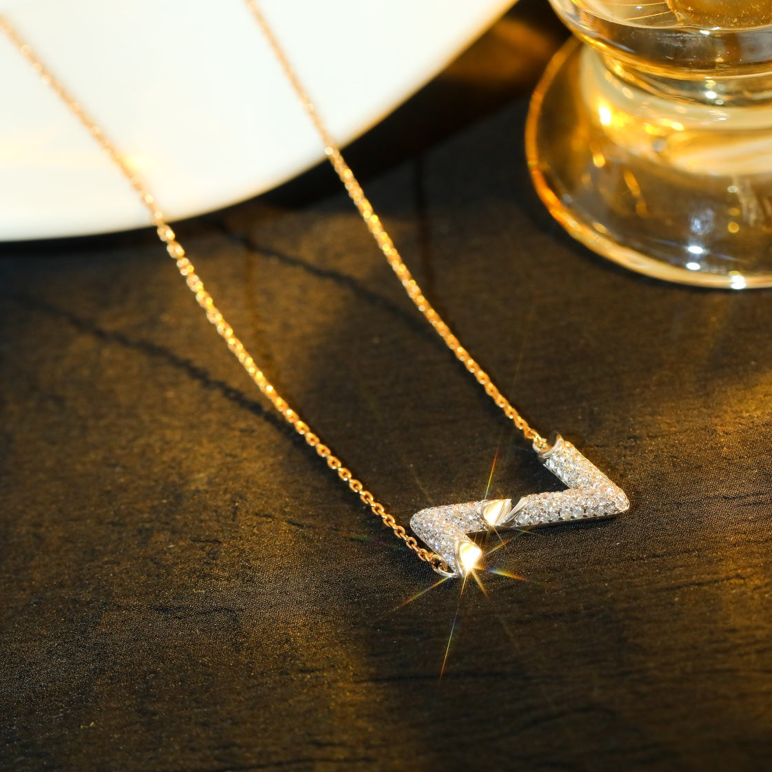 [Auream]VOLT SILVER DIAMOND PEDANT NECKLACE