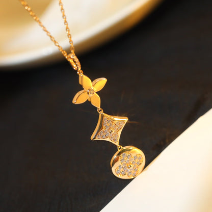 [Auream]STAR AND SUN DIAMOND PINK GOLD NECKLACE