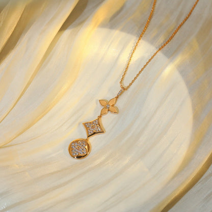 [Auream]STAR AND SUN DIAMOND PINK GOLD NECKLACE