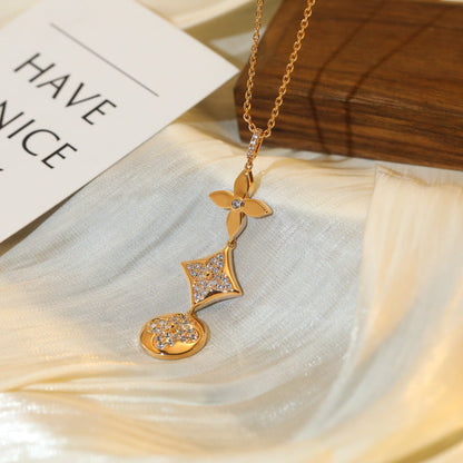 [Auream]STAR AND SUN DIAMOND PINK GOLD NECKLACE