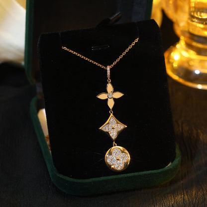 [Auream]STAR AND SUN DIAMOND PINK GOLD NECKLACE