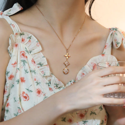 [Auream]STAR AND SUN DIAMOND PINK GOLD NECKLACE
