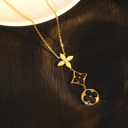[Auream]STAR AND SUN ONYX PINK GOLD NECKLACE