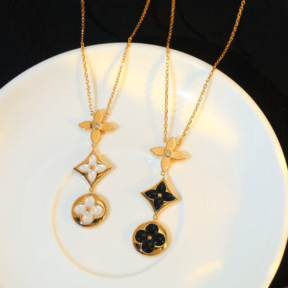 [Auream]STAR AND SUN ONYX PINK GOLD NECKLACE