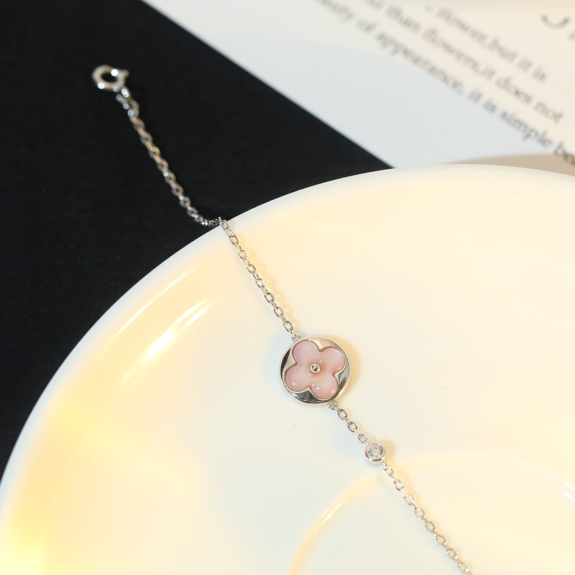 [Auream]SUN MOTIF PINK MOP SILVER BRACELET