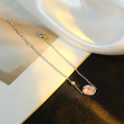[Auream]SUN MOTIF PINK MOP SILVER BRACELET