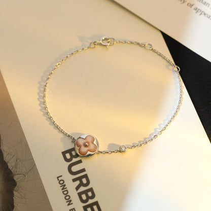 [Auream]SUN MOTIF PINK MOP SILVER BRACELET