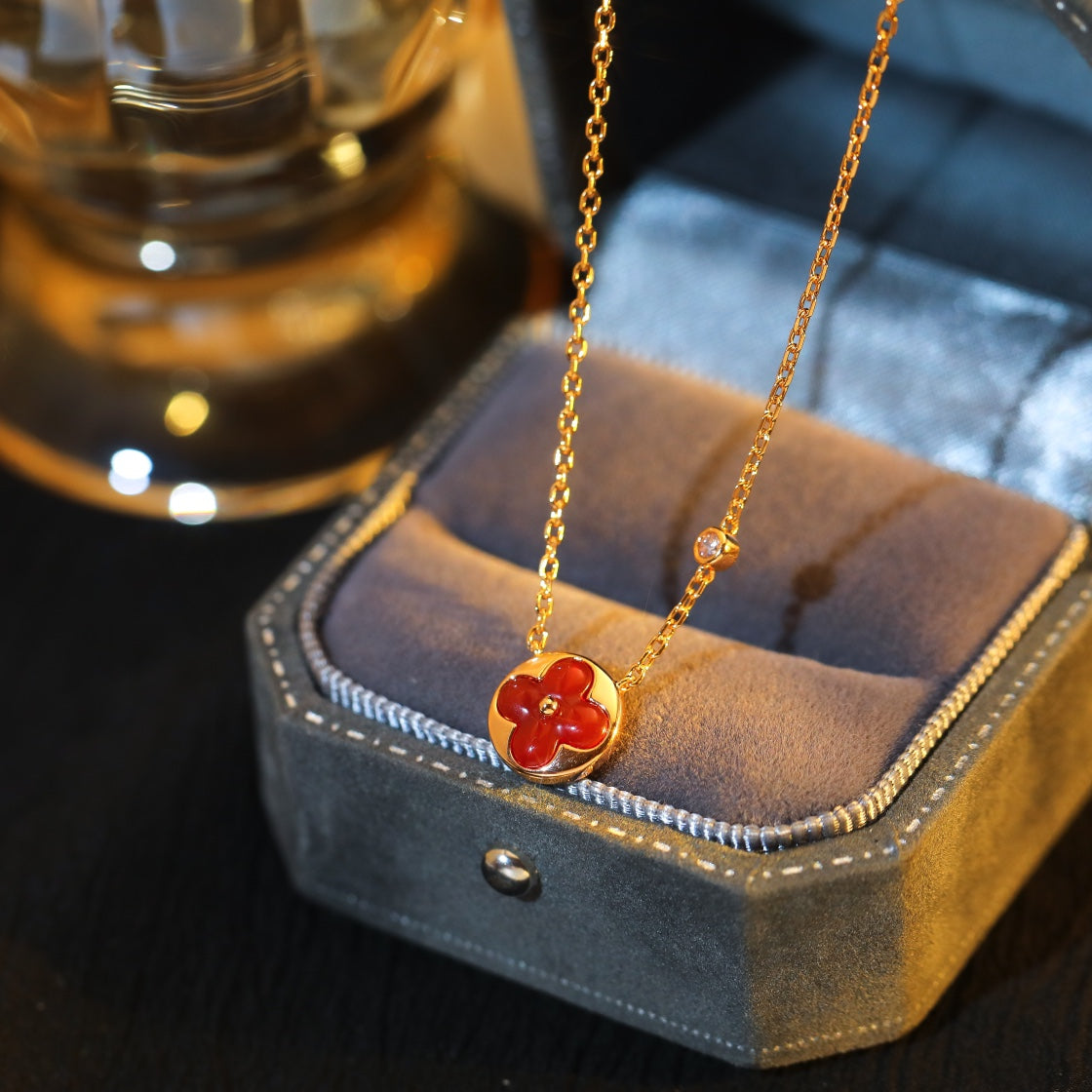 [Auream]SUN PEDANT PINK GOLD 1 DIAMOND NECKLACE