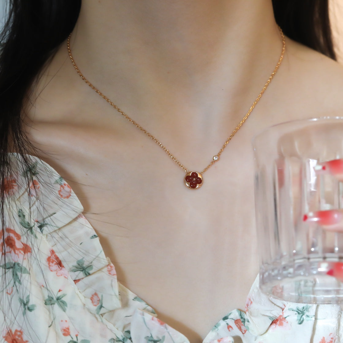 [Auream]SUN PEDANT PINK GOLD 1 DIAMOND NECKLACE