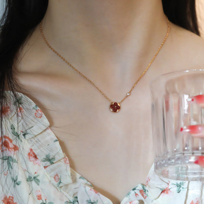 [Auream]SUN PEDANT PINK GOLD 1 DIAMOND NECKLACE