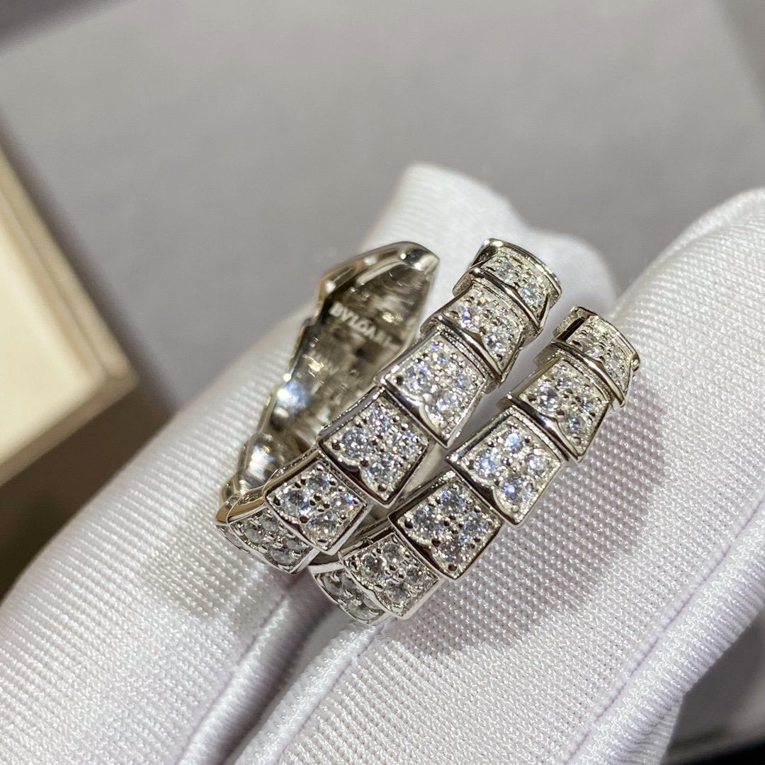 [Auream]SERPENTI DOUBLE RING SILVER DIAMOND PAVED