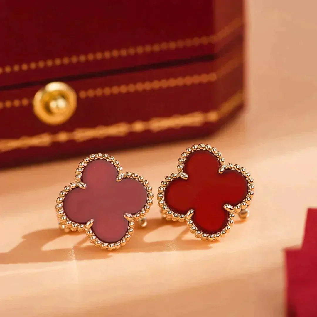 [Auream]CLOVER MEDIUM 1 MOTIFS CARNELIAN  EARRINGS