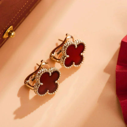 [Auream]CLOVER MEDIUM 1 MOTIFS CARNELIAN  EARRINGS