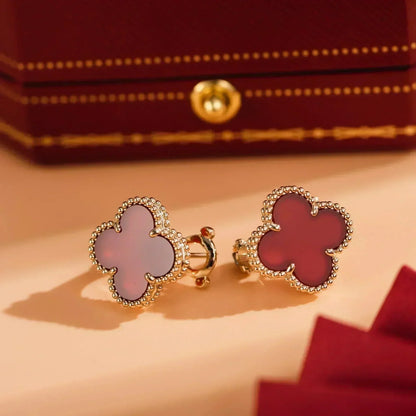 [Auream]CLOVER MEDIUM 1 MOTIFS CARNELIAN  EARRINGS