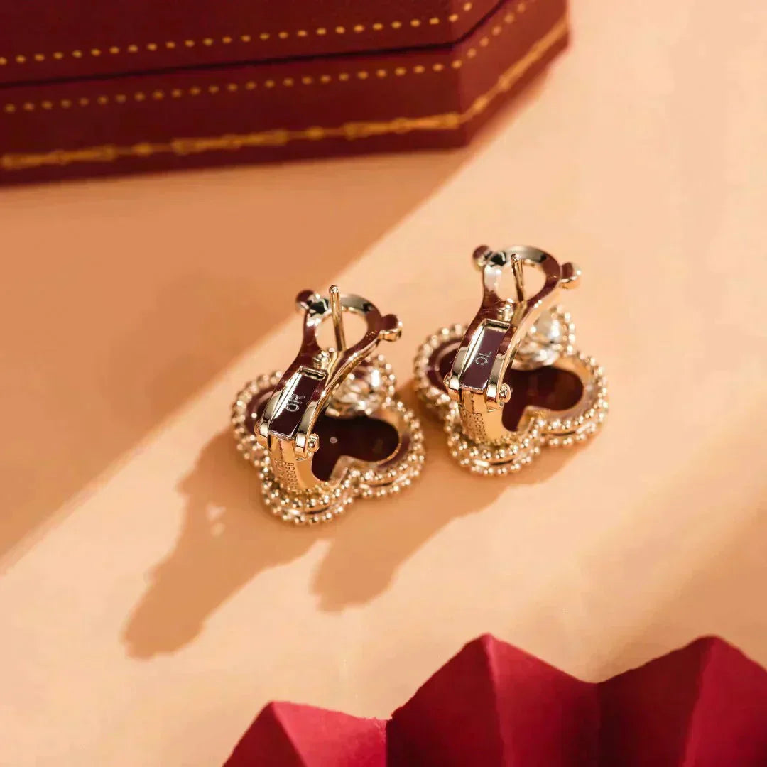 [Auream]CLOVER MEDIUM 1 MOTIFS CARNELIAN  EARRINGS