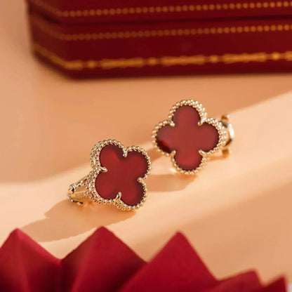 [Auream]CLOVER MEDIUM 1 MOTIFS CARNELIAN  EARRINGS