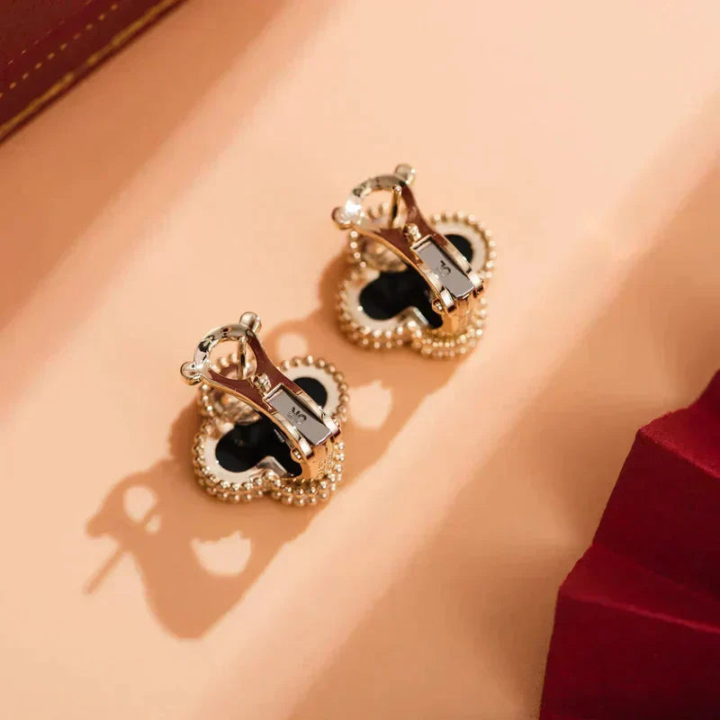 [Auream]CLOVER MEDIUM 1 MOTIFS  ONYX STUD EARRINGS