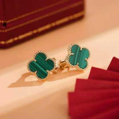 [Auream]CLOVER MEDIUM 1 MOTIFS MALACHITE  EARRINGS