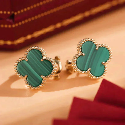 [Auream]CLOVER MEDIUM 1 MOTIFS MALACHITE  EARRINGS